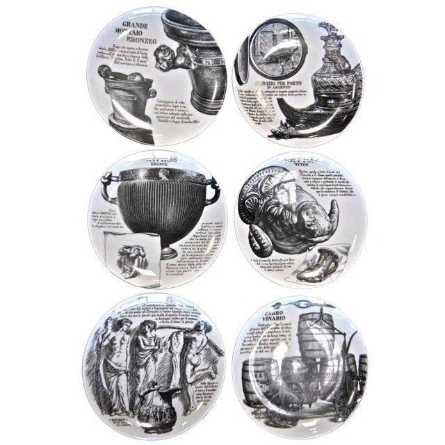 Ceramic 1980s Piero Fornasetti Plates - Set of 6 For Sale - Image 7 of 7