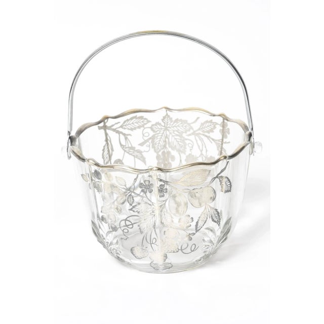 Vintage Sterling Silver Overlay Glass Fruit & Flower Basket Bowl Ice Bucket For Sale - Image 10 of 10