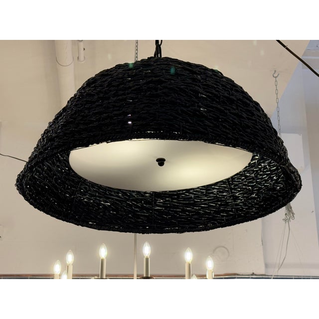 West Elm Contemporary Woven Dome Pendant Light For Sale - Image 4 of 12