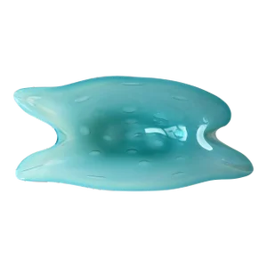 Italian Murano Blue Art Glass Bowl With Big Bubble Design Barovier Et Toso