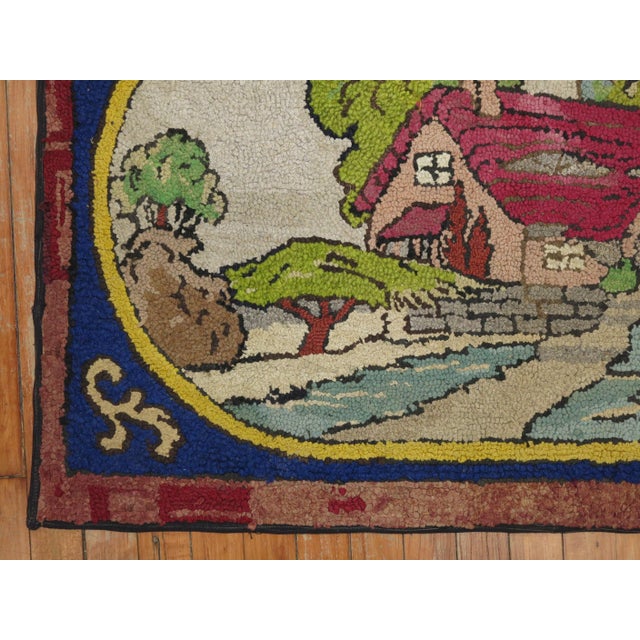 Contemporary American Hooked Scenic Pictorial Rug For Sale - Image 3 of 6
