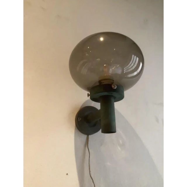 Forest Green Scandinavian Red Copper Garden Wall Lamp, 1970s For Sale - Image 8 of 8