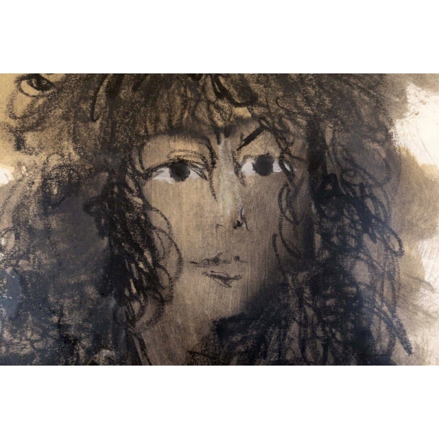 Figurative Richard Kozlow Figurative Portrait I Signed Modern Mixed Media Drawing on Paper For Sale - Image 3 of 7