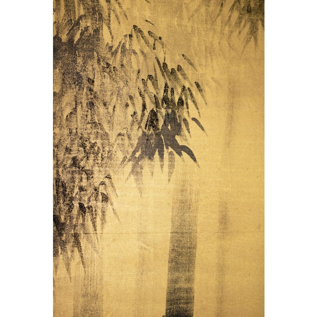 1970s Shōwa Era Japanese Byobu Screen, "Sparrows at Bamboo Forest" For Sale - Image 4 of 18