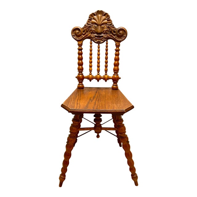Late 19th Century Black Forest Hand Carved North Wind Chair For Sale