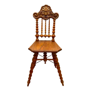 Late 19th Century Black Forest Hand Carved North Wind Chair