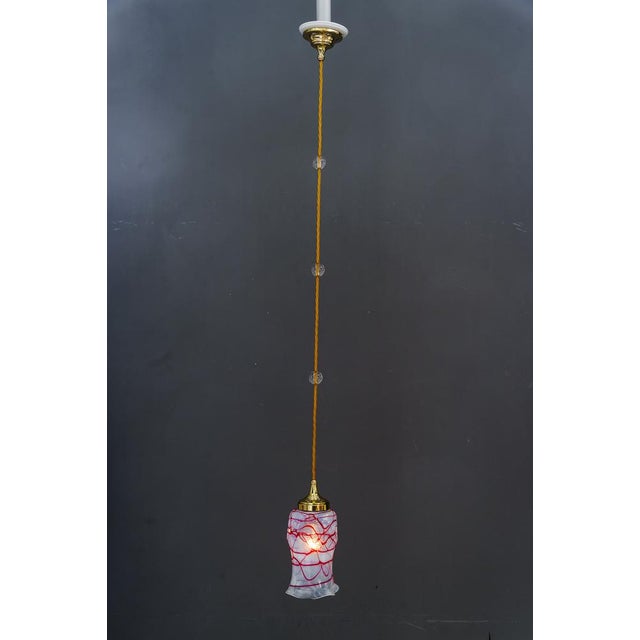 Metal Art Deco Pendant with Opaline Glass Shade, 1920s For Sale - Image 7 of 18