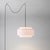 Metal Coronado Stretch Swag Lamp - White Linen Shade, Weathered Brass, Inline Dimmer For Sale - Image 7 of 8