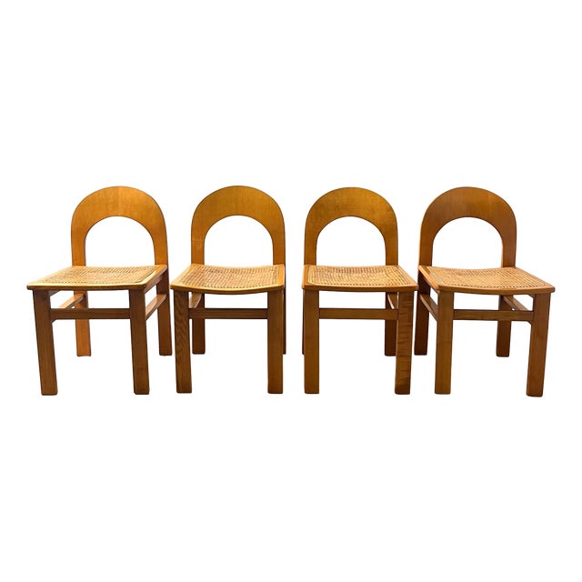 Vintage Arcadia Cane Chairs from Fratelli Tagliabue, 1970, Set of 4 For Sale