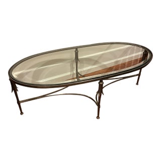 Vintage Heavy Hand Forged Metal and Glass Coffee Table in the Style of Dennis and Leen For Sale