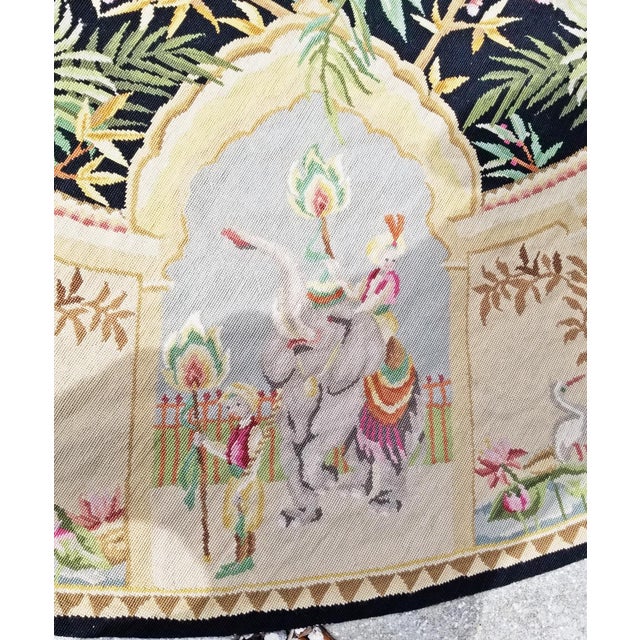 Aubusson Style Large Round Needlepoint Rug or Wall Tapestry For Sale In West Palm - Image 6 of 10