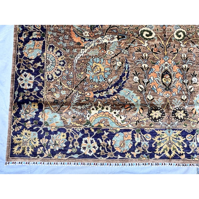Brown Hand-Knotted Afghan Isfahan Shah Abbasi Wool Area Rug - 9'1" X 12'2" For Sale - Image 8 of 15