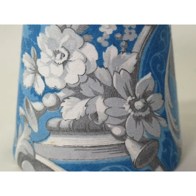 Metal Antique Bue Floral Fabric Chandelier Shade For Sale - Image 7 of 8