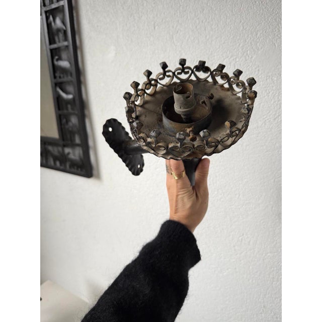 Brutalist Black Metal Wall Sconces, 1950s, Set of 2 For Sale - Image 14 of 18