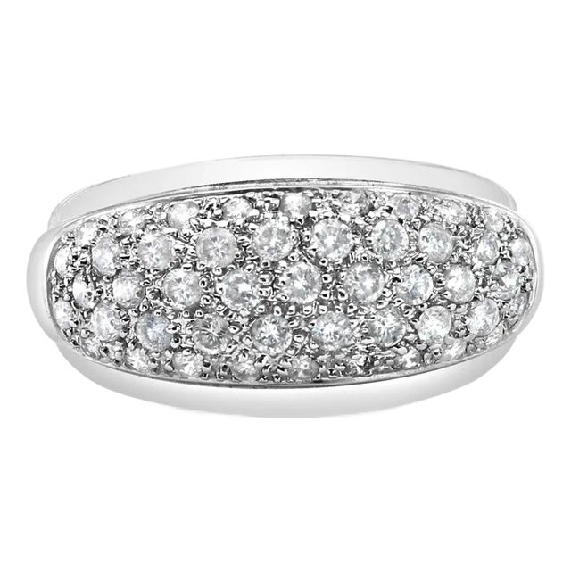 Pave Diamond Cluster Diamond Ring 14k White Gold, Size 7 For Sale