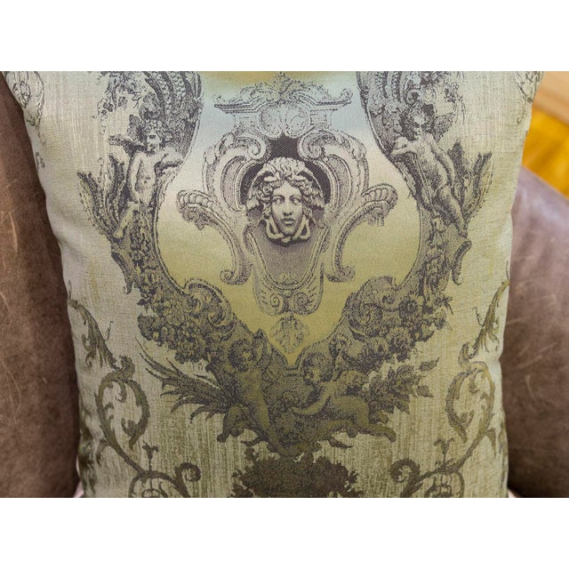 Green Medusa Medallion Jacquard Pillow Cover For Sale - Image 9 of 9