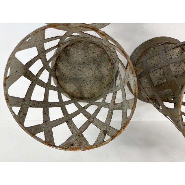 Pair of Distressed Metal Lanterns For Sale - Image 9 of 9