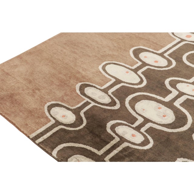 2010s 2010s Rug & Kilim’s Mid-Century Modern Style Rug in Brown and Silver Geometric Pattern For Sale - Image 5 of 8