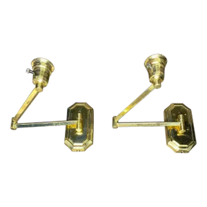 Late 20th Century Brass Plated Swing Arm Wall Lamps- a Pair