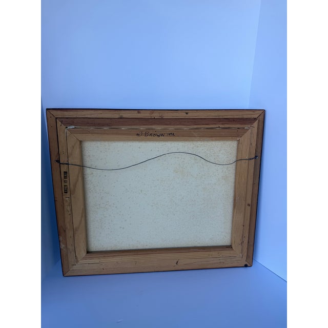 Signed Original 1992 Oil Landscape Painting by J. Brown in Original Wood Frame For Sale - Image 12 of 12