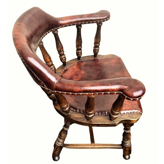 Vintage Jamestown Lounge Company Oak and Leather Club Chairs Set of 4 Mid 20th Century