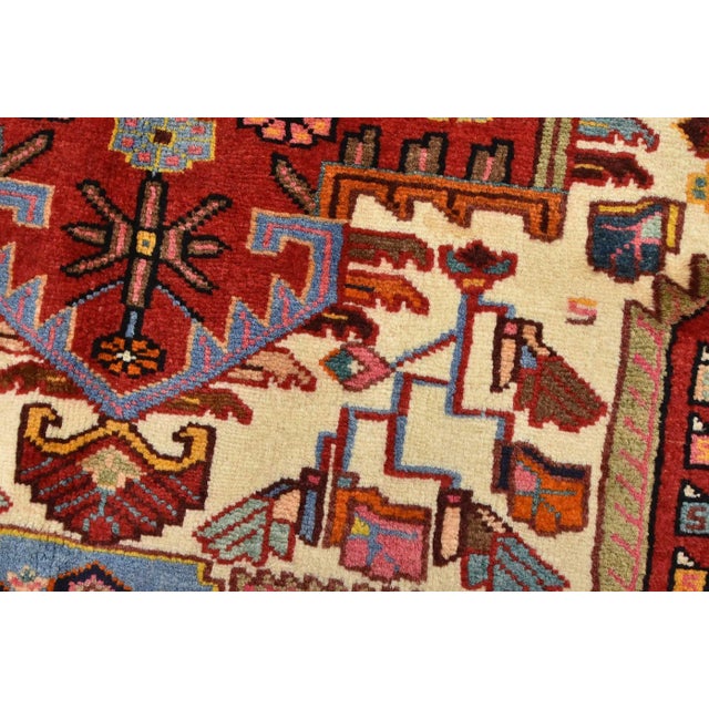 Zanjan Rug 3'10'' X 5'2'' Ivory Wool Vintage Tribal Hand-Knotted Oriental Carpet For Sale - Image 4 of 12
