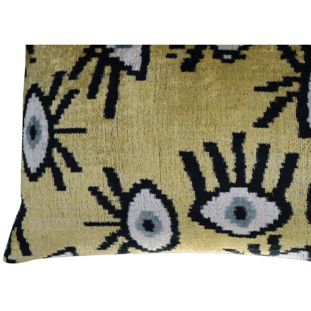 Contemporary Handmade Velvet Evil Eye Good Luck Throw Pillow & Down Feather Insert For Sale In San Francisco - Image 6 of 11