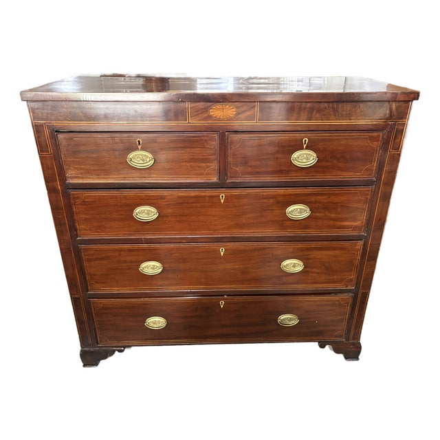 English Mahogany Two Over Three Chest of Drawers, 19th Century For Sale