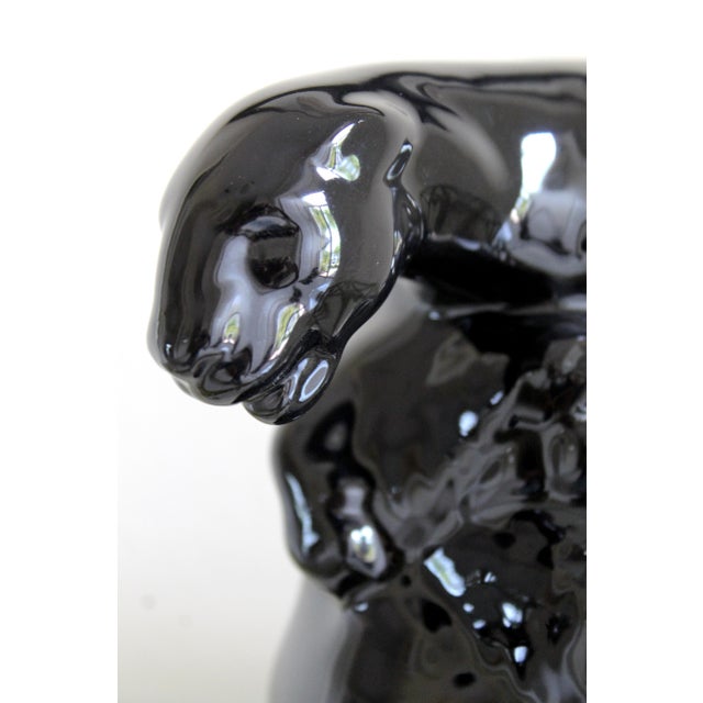 Black Vintage Mid-Century Modern Black Glazed Ceramic Panther Tv Lamp Sculpture, Made in Usa, Circa 1950s For Sale - Image 8 of 11
