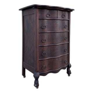 Antique Tiger Oak Chest on Casters For Sale
