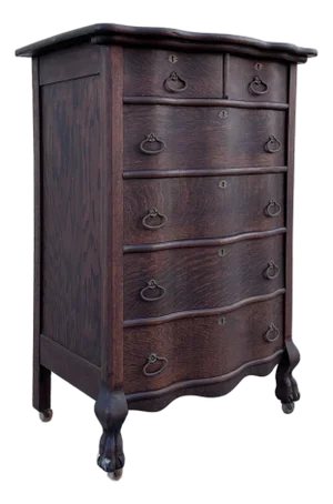 Antique Tiger Oak Chest on Casters