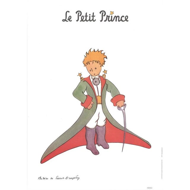 Modern 2015 Antoine de Saint Exupery 'The Little Prince and Red Cape' Modernism Multicolor,Green,Red France Offset Lithograph For Sale - Image 3 of 3