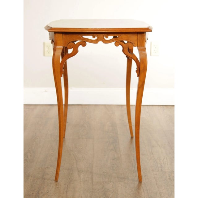 Antique French Art Nouveau Marquetry Inlaid Table For Sale - Image 10 of 13