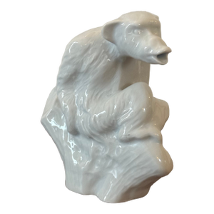 French Art Deco White Ceramic Monkey Creamer - Figural Primate Pitcher