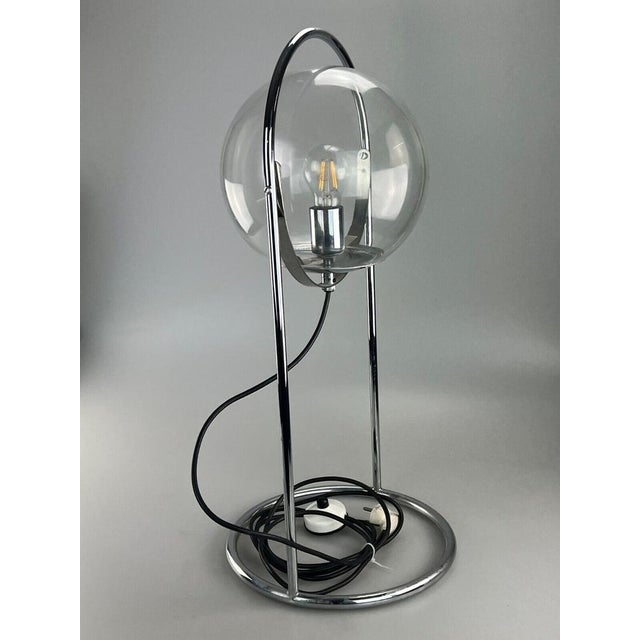 Mid-Century Modern Space Age Ball Table Lamp in Glass & Metal, 1970s For Sale - Image 3 of 18
