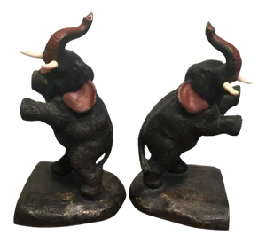 1930s Franz Walter Bergmann Vienna Bronze Elephant Bookends - a Pair