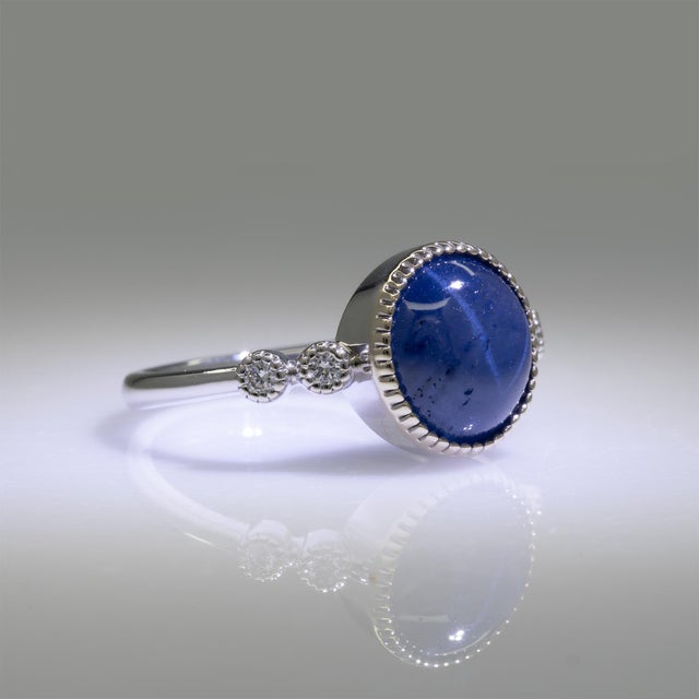 4.1Ct Star Sapphire Ring With Natural Diamond Accents: Solid 14k Gold, Size 6.75 For Sale In Columbus - Image 6 of 8