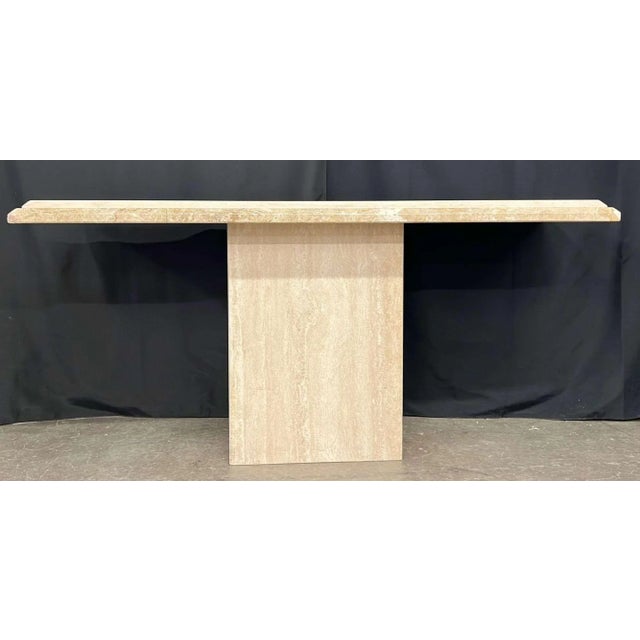 1980s Vintage Italian Travertine Marble Pedestal Console Table Chairish