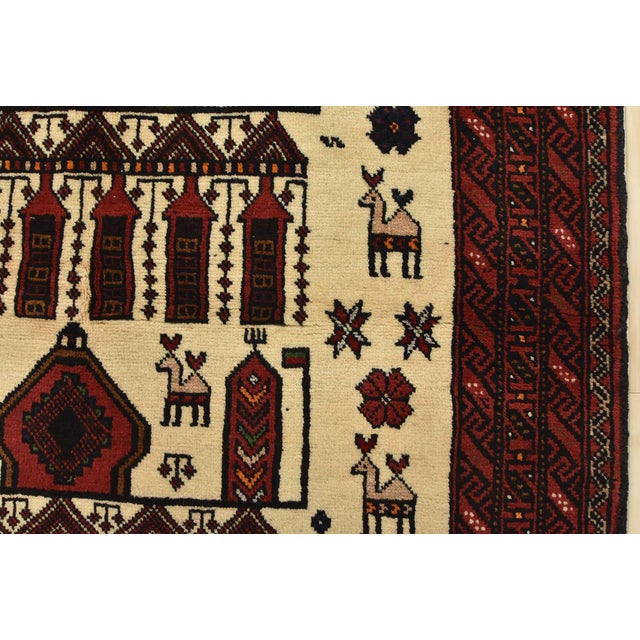 Baloch Rug 3’9” X 5’8” Ivory Wool Vintage Tribal Hand-Knotted Oriental Carpet For Sale - Image 9 of 13