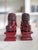 Plastic Guardian Resin Foo Dog Pair | Red Chinoiserie Bookends | Asian Home Decor For Sale - Image 7 of 8