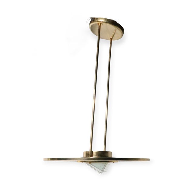 Metal 1980s Art Deco Revival Hollywood Regency Style Saucer Halogen Chandelier For Sale - Image 7 of 16