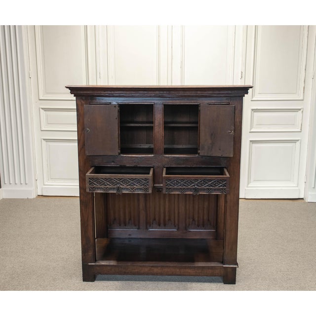 Wood 18th Century French Colonial Oak Cabinet with Gothic Elements For Sale - Image 7 of 12