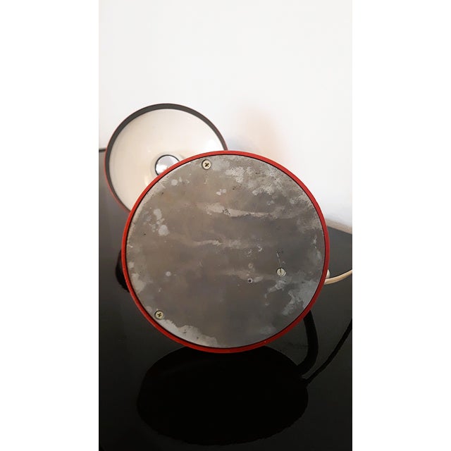Metal Mid-Century Table Lamp in Red & White, 1970s For Sale - Image 7 of 11