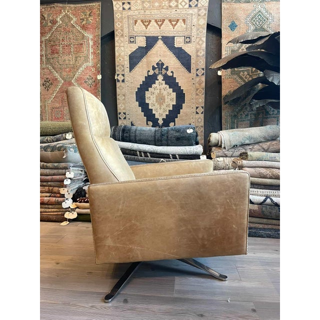 Contemporary Lee Leather Swivel Recliner Chair-Made to Order For Sale - Image 3 of 9