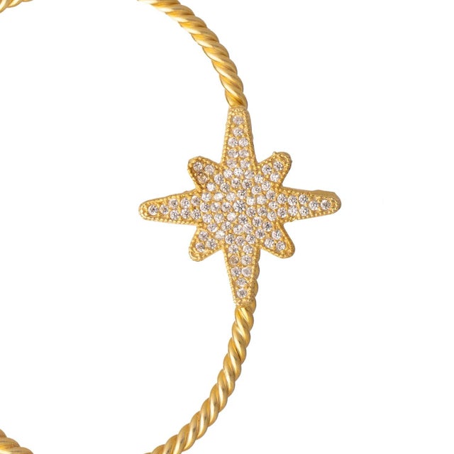 Metal North Star Sparkle Gold Vermeil Unique Ear Cuff For Sale - Image 7 of 8