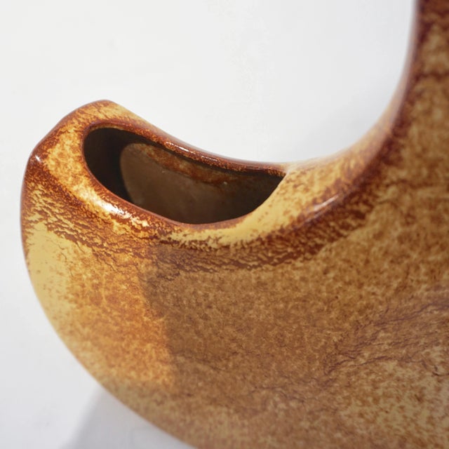 1960 Bertoncello Italian Vintage Abstract Sculpture Brown Red Beige Ceramic Vase For Sale - Image 4 of 12