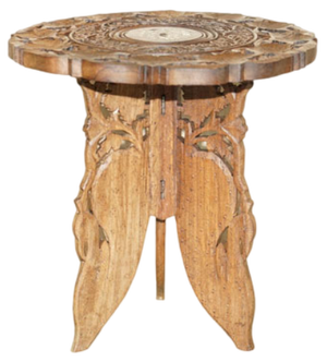 Antique Burmese Carved Rosewood Octagonal Folding Table