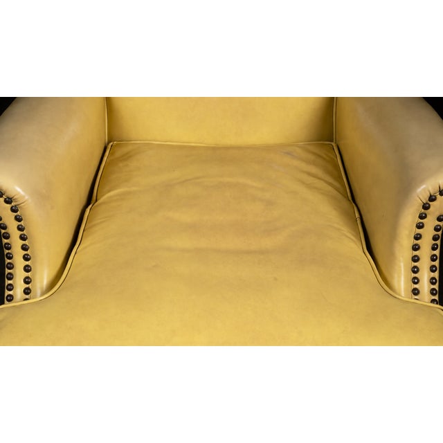 Animal Skin Vintage Canary Yellow Leather Armchair For Sale - Image 7 of 8