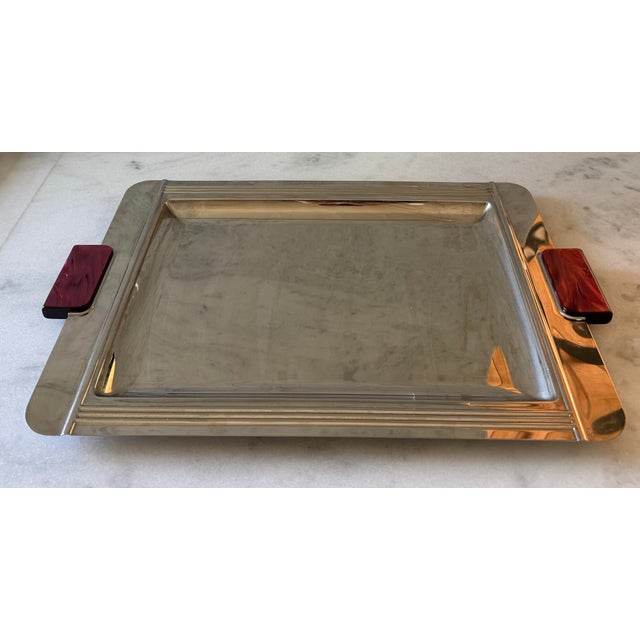 1980s Vintage French Art Deco Serving Tray by Jean Couzon For Sale - Image 5 of 11