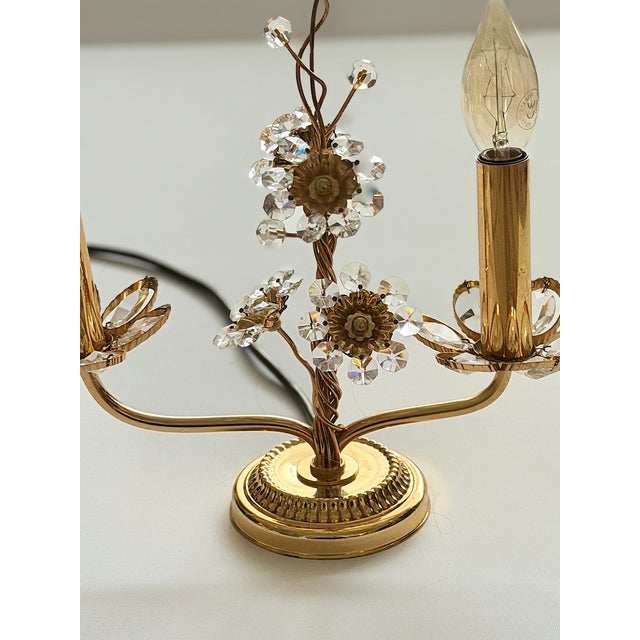 Vintage Brass Lead Crystal Table Lamp from Palwa, 1960s For Sale - Image 15 of 17